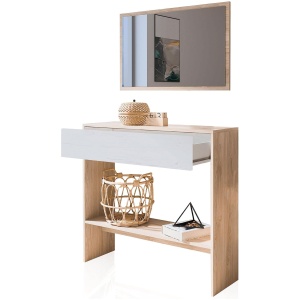 Recibidor con Cajon y Espejo, Mueble de Entrada